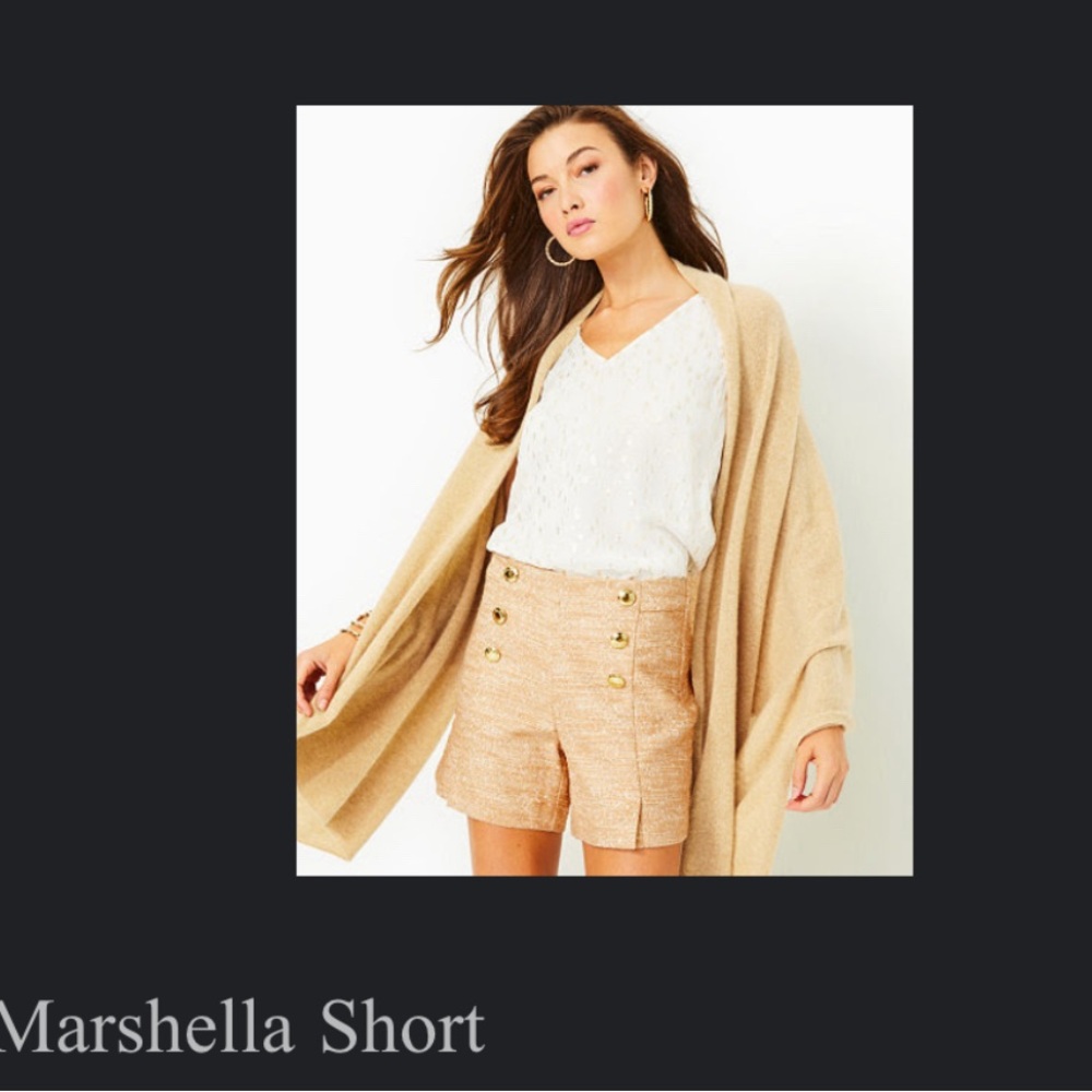 Tan/gold button up pinup sailor Lilly Pulitzer Marshall’s shorts size 10 NWOT